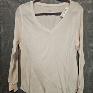 NWT Old Navy Pale Pink V Neck Thermal Top 1X